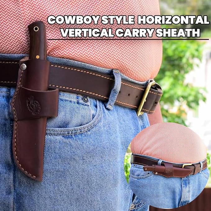 Knives Ranch Camper One | 8 inch horizontal Carry Bushcraft, Camping, Hunting & Outdoors Knife | High Carbon SS 440-C | 59 Hardness | Cowboy Style Dual Carry Sheath (Camper One 3090-SS-IRW)