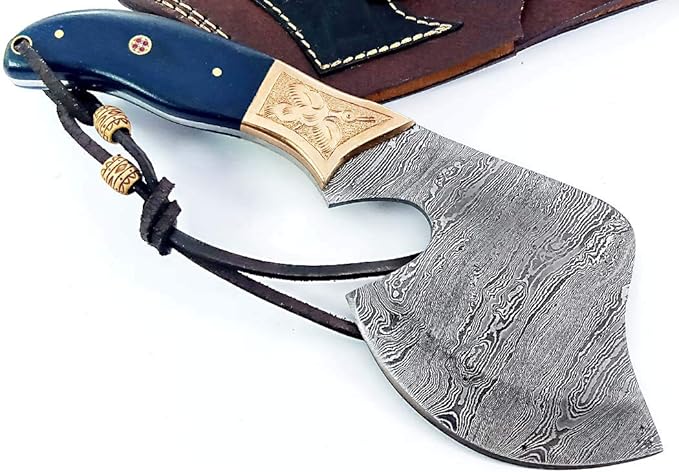 Damascus Steel Blade Axe Hatchet Tomahawk Hunting Knife Camping Hiking SM46