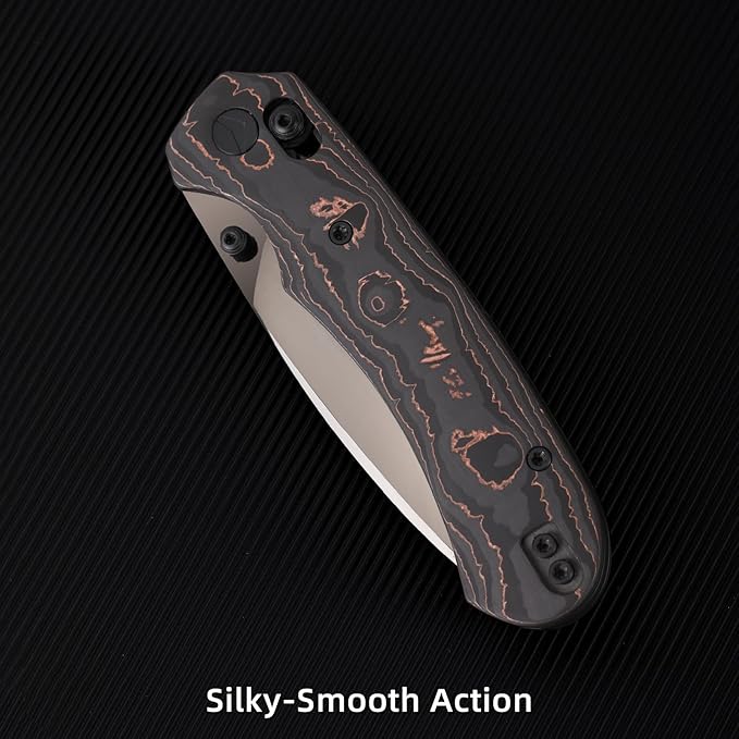 Folding Pocket Knife,3.31” M390 Blade,Erogonomic Titanium Handle,Hunting Survival Knife,EDC Knife for Hunting Camping Survival Outdoor Fishing Hiking(Black&Brown)