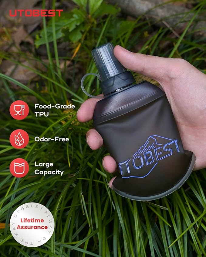 Soft Flask, 1 Pack Flexible TPU Hydration Water Bottle, Collapsible for Running, Hiking, Cycling, Climbing, and Marathon