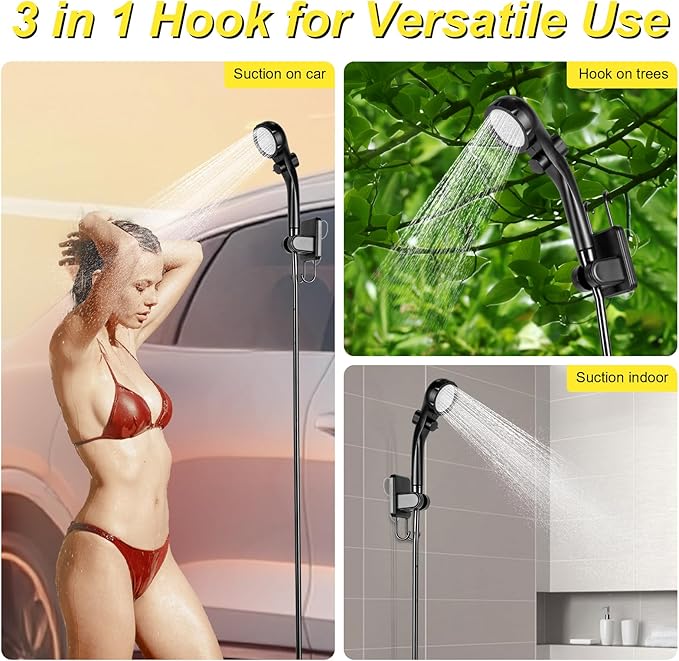Pop Up Shower Tent for Camping, Portable Outdoor Privacy Shower Tent with 6000mAh Rechargeable Shower