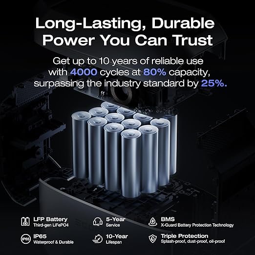 EF ECOFLOW Portable Power Station DELTA 3 Plus, 1024Wh LiFePO4 (LFP) Battery, 1800W AC/140W USB-C Output, Solar Generator (Solar Panel Optional) for Home Backup, Camping&RV