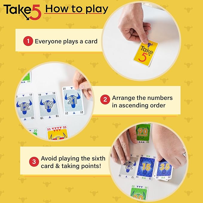 AMIGO Games Take 5 & Take a Number ??Two Complete Games in One ??Take 5 is The Classic 6 Nimmt! & Take a Number is Also Known as X Nimmt! ??Classic Card Games for Kids & Adults Ages 8 & Older
