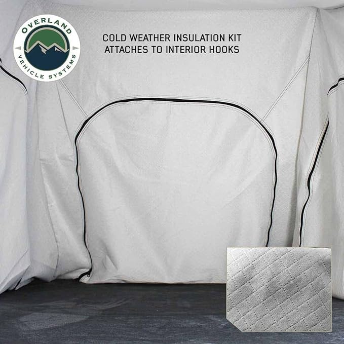 Overland Vehicle Systems XD Sherpa Soft Shell Aluminum Hard Shell Hybrid Roof Top Tent with Blackout Kit - Grey Body & Black Rainfly