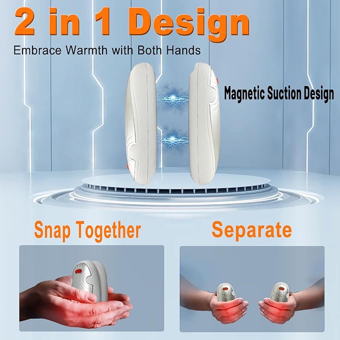 AI Hand Warmers Rechargeable 2 Pack, 4000mAh Hand Warmers with 10000mAh Charging Case, 60Hrs Long Heating Electric Hand Warmer,Pocket Hand Warmer for Christmas,Camping,Hunting