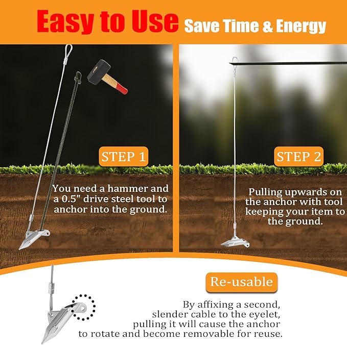 30 inch Ground Earth Anchors with Rod, Arrow Shed Anchor Kit for Securing Camping Tents, Sheds, Swing Sets, Greenhouses ??Easy to Use, 6-Pack Heavy Duty Tree Stakes Retaining Wall Anchors