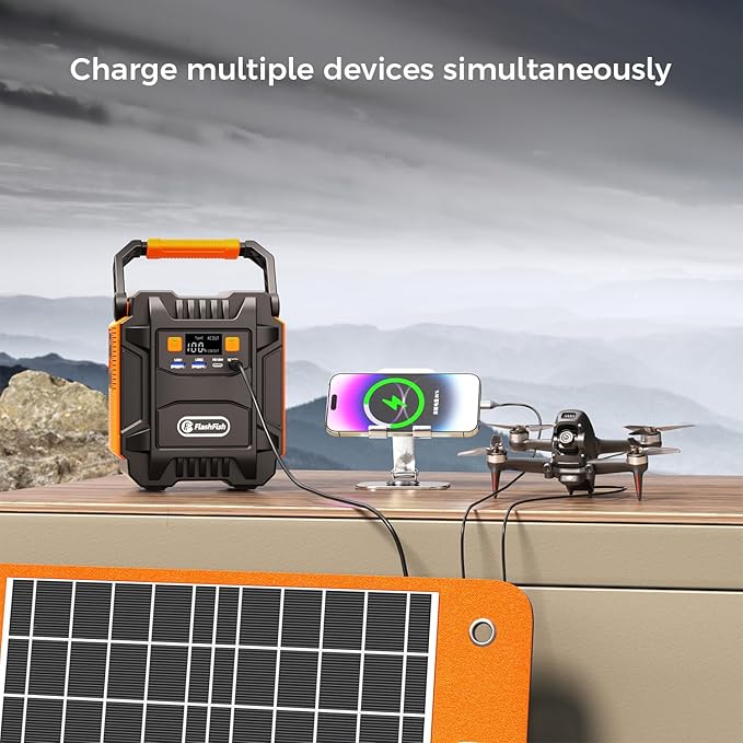 Flashfish 60w 18v Foldable Solar Panel, High-Efficiency Charger with DC Output & QC3.0 USB for Portsfor Portable Power Station, Solar Generator, Camping & Outdoor