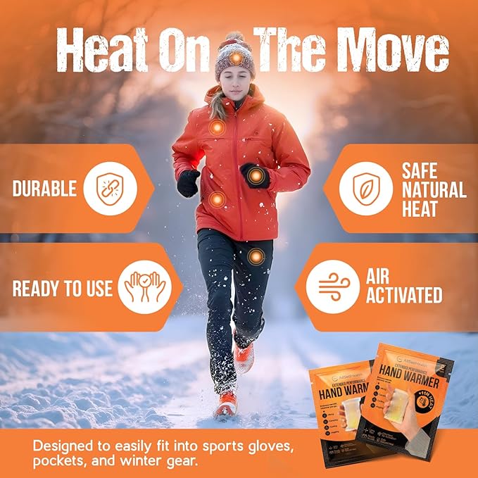 Natural Hand Warmers - 40 Pairs (80 Warmers) - Air Activated 11 Hours of Consistent Natural Heat Handwarmers Pack - Easy Activation | Portable Hot Hands Hand Warmers Bulk, Hot Heat Pack Feet & Body