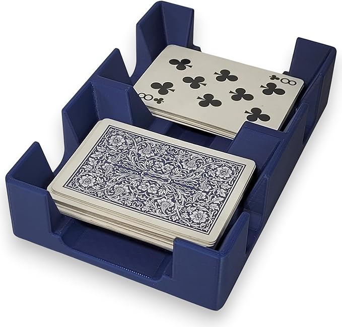 Deluxe Playing Card Tray or Caddy for Card Games Like Canasta, Rummy, UNO and More - Cardian Brand cardholder/Caddy with Felted Bottom - Non-Swivel - Made in USA (Blue)