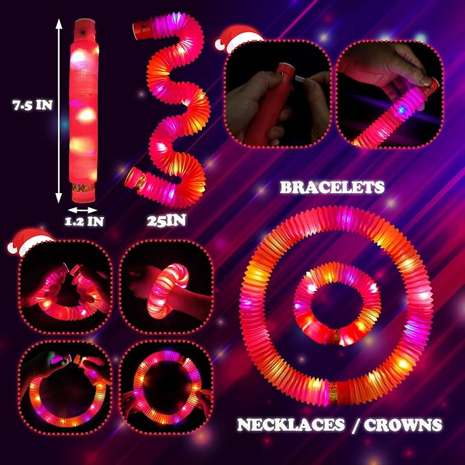 12 PCS Red Glow Sticks Party Favors for Kids, LED Light Up Necklaces Bracelets Accessories for Toddlers, Glow Birthday Dance Wedding Camping Halloween Party Supplies Decorations for Boys Girls