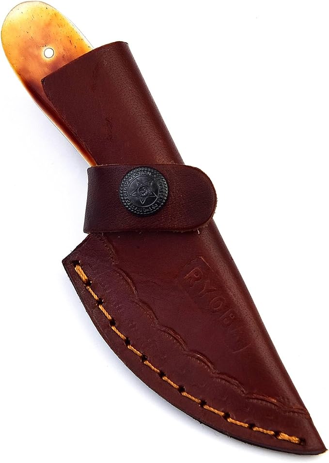 Skinning Knife,Small Hunting Fixed Blade Knife,Damascus Bone Skinning Knife, 3 Inch Blade Outdoors Camping Gear, Fixed Blade Bushcraft Knives,Knife for men