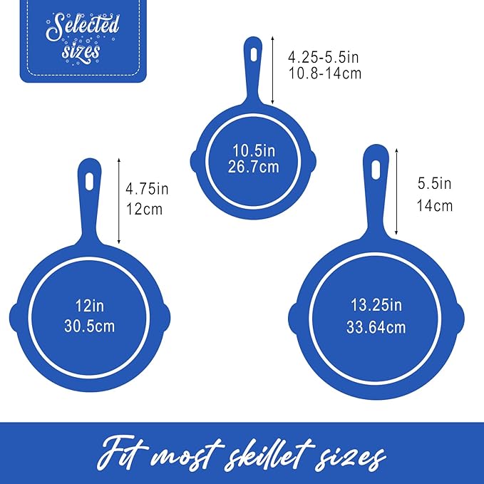 Joyhalo Cast Iron Skillet Handle Cover, 6 Pack Heat Resistant Pot Handle Covers, Silicone Sleeve for Cast Iron Pan, Blue