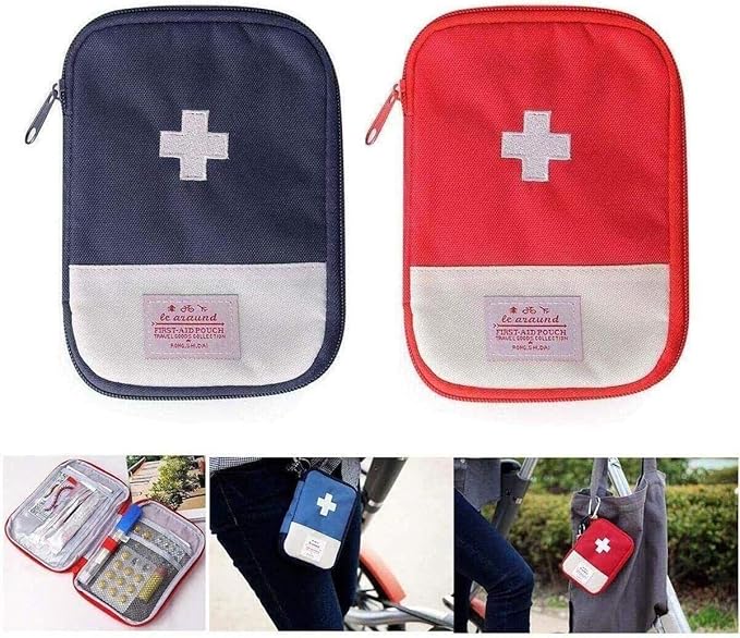 First Aid Bag - First Aid Kit Bag Empty for Home Outdoor Travel Camping Hiking, Mini Empty Medical Storage Bag Portable Pouch (Red & Blue (Small Size))