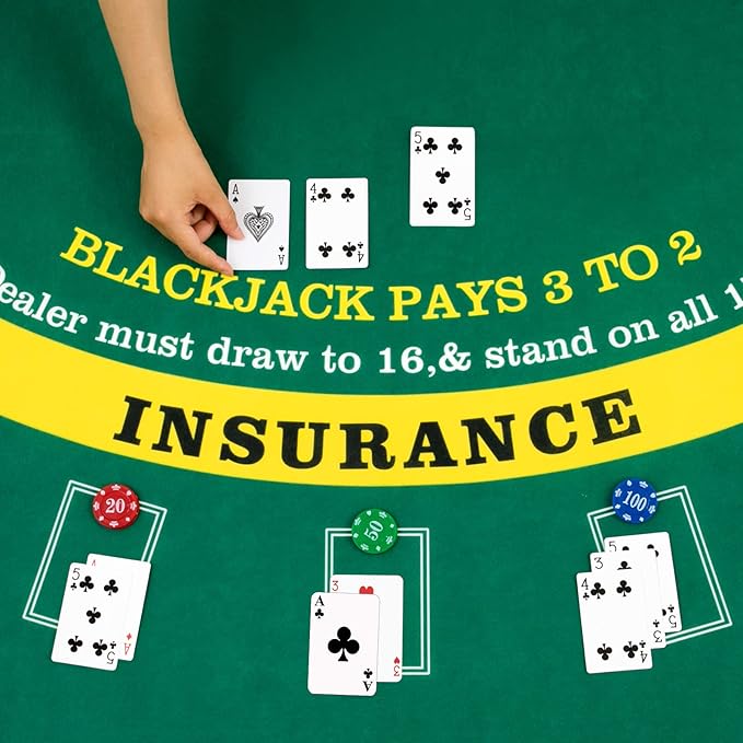Aoriher Blackjack Game Combo Set, Include Blackjack Layout Felt,Shoe 6 Deck Automatic Card Shuffler Discard Holder Trays and 10 Cut Cards for Casino, Party Night(Green)