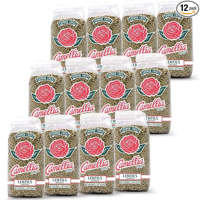 Camellia Brand Dried Lentils – Premium Non-GMO Dry Lentils Peas, High Protein Plant-Based Food for Soups, Stews, Salads, Curries, Beans, Meal Prep, and Healthy Vegetarian & Vegan Cooking, 1 Pound (Pack of 12)