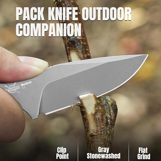 Kizer Muskrat Fixed Blade Knife, 3.15 In D2 Blade EDC Knife Argyle Pattern Black G10 Handle Neck Knives for Men Women, Outdoor Hunting Hiking Survival Camping Knives with Sheath, 1064M3