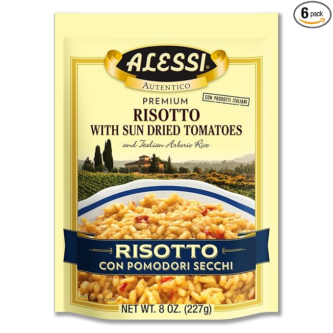 Alessi Autentico, Premium Seasoned Risotto, Italian Arborio Rice, Easy to Prepare, 8oz (Sun Dried Tomato, Pack of 6)