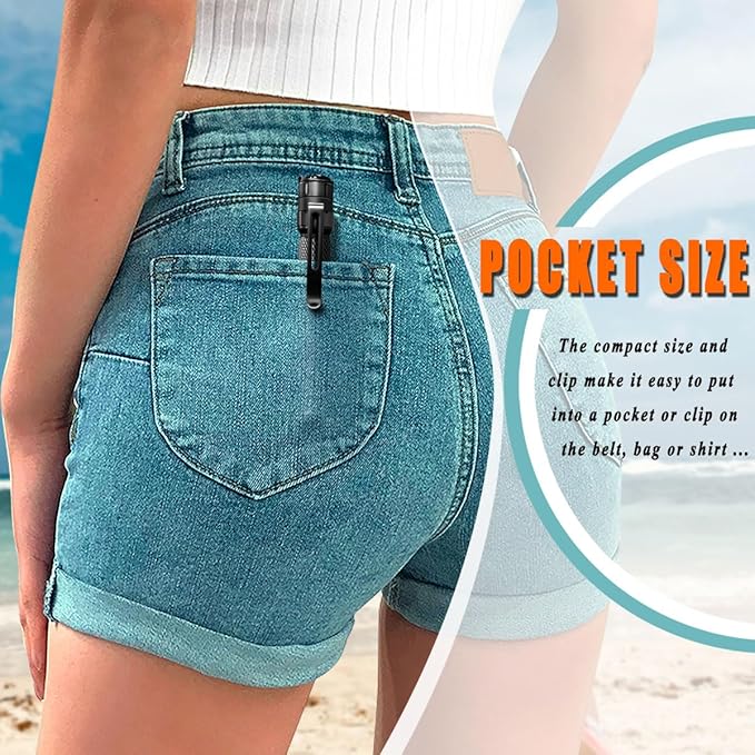 Mini Flashlight 3 Modes Small Flashlights LED Powerful High Lumens Tactical Pen Light with Clip,Slim Portable Pocket Compact Torch for Emergency Inspection AAA Battery Water-Resistant(3.4 & 5.2 inch)