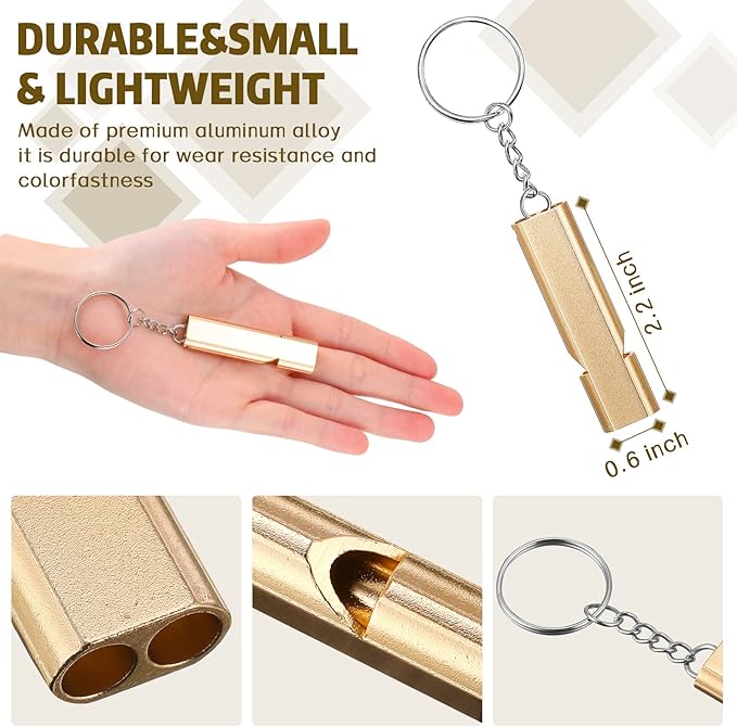 12 Pcs 1.5 Inch Loud Bear Bell with Whistle Set for Hikers Solid Brass Emergency 3 in 1 Bear Bells for Hiking Outdoor Camping Bear Protection for Survival Biking Fishing Climbing Self Defense Gear