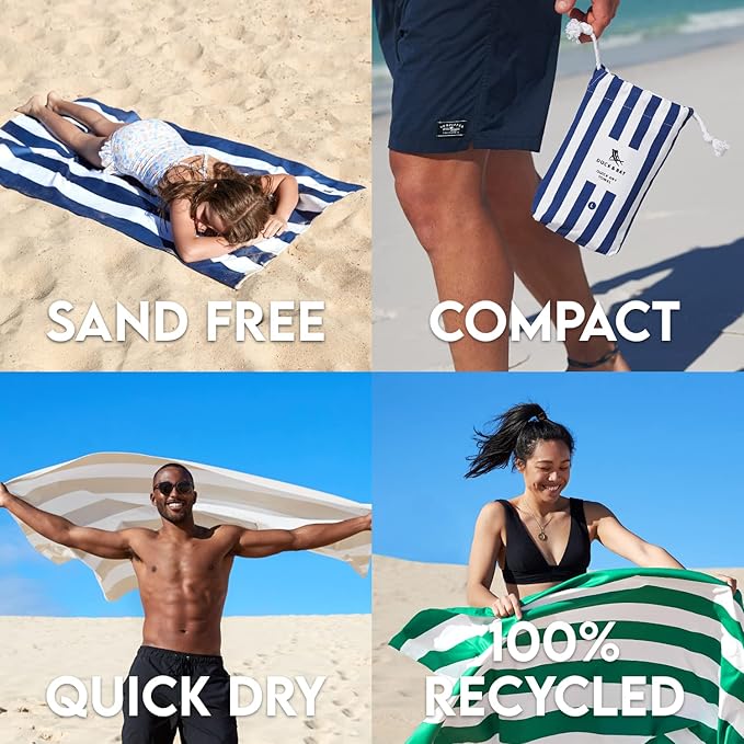 Dock & Bay Beach Towel - Quick Dry, Sand Free - Compact, Lightweight - 100% Recycled - Includes Bag - Cabana - Phi Phi Pink - Large (160x90cm, 63x35)