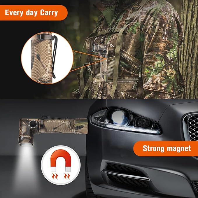 NICRON B74plus White/Red Light Flashlights Rechargeable,High Lumens 90 Degree Magnetic for Handfree,IP65 Waterproof 700 Lumens Compatiable with AA Battery for Hunting Outdoor Work Emergency.