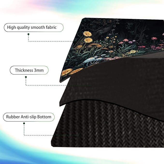 MTG DND Play Mat Game Mat - 3MM Thick High-Density Non-Slip Surface, Stitched Reinforced Edges for Magic playmats, DND Tabletop RPG, TCG Card Games (Ethereal Wilds)