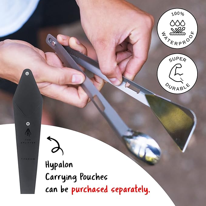 FULL WINDSOR - The Splitter Titanium Multi-Utensil Set ??Compact, Lightweight Silver Spork, Tongs, Spatula & Ladle ??Durable Cooking Kit for Camping, BBQ, Backpacking, Travel & Outdoor Adventures