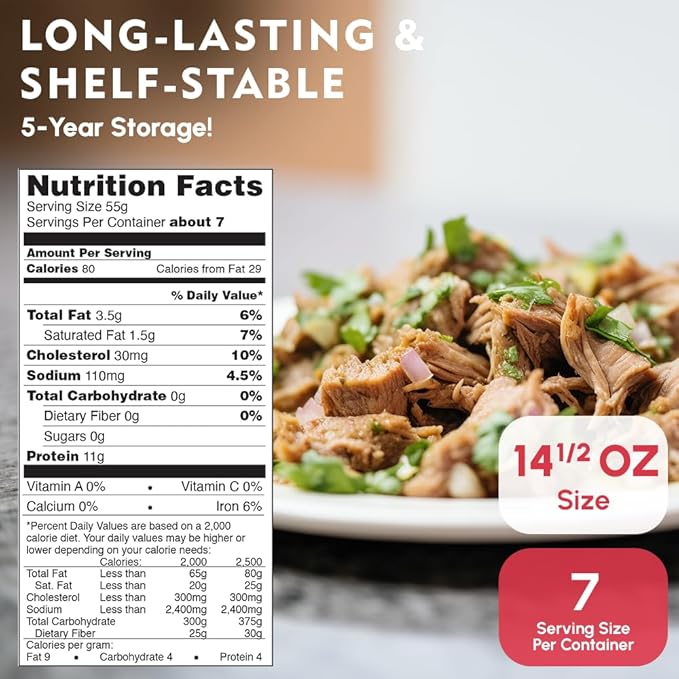 Werling Meat Canned Beef 14.5 Oz – Fully Cooked, Heat & Eat | Shelf Stable Canned Meat for Pantry Staples, Everyday Meals, Camping, Hiking, Emergency & Survival | 5-Year Shelf Life | Pack of 6