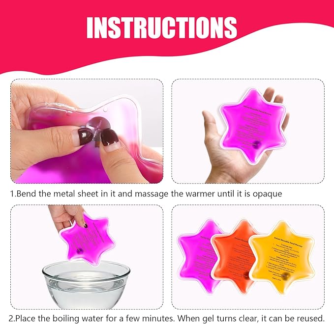 Reusable Snap Portable Lasting Heating Hands Heater,Pouch Gel Cute Long Lasting Warmth for Camping, for Women Men
