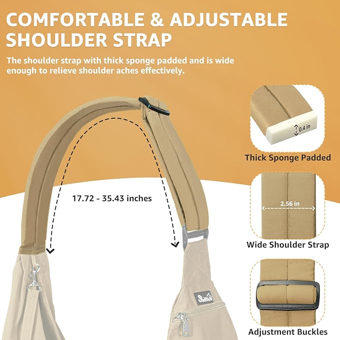 SlowTon Dog Carrier Sling - Thick Padded Shoulder Strap Adjustable Dog Carriers for Small Dogs, Puppy Carrier Purse for Pet Cat with Front Zipper Pocket Safety Belt Machine Washable (BRN, M)
