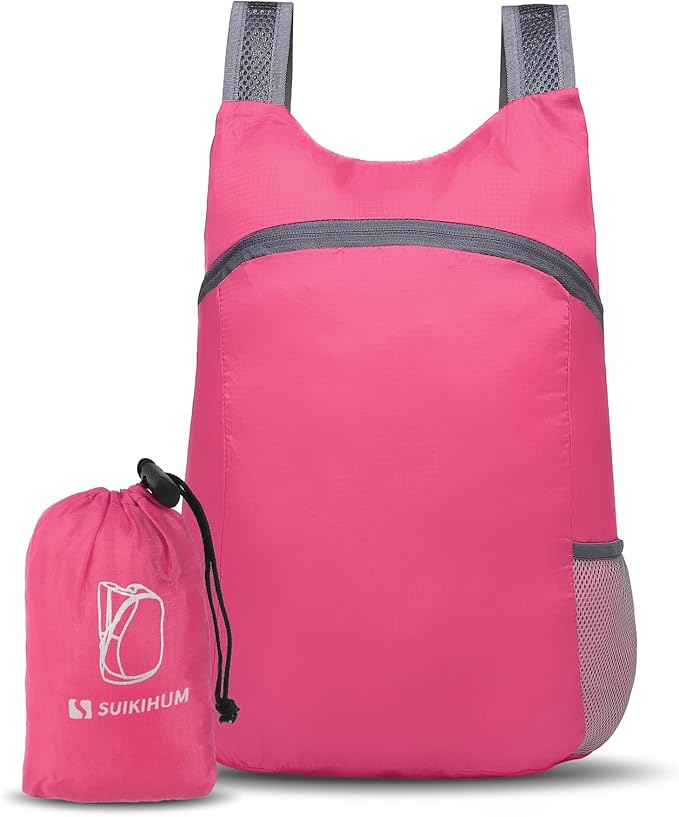 20L Ultra Hiking-Daypack Lightweight Foldable Travel Packable Backpack for Camping Cycling Outdoor,rose Red