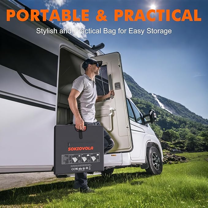 N-Type 16BB 200W Portable Solar Panel for EF/Jackery/Bluetti/Anker Power Station 20V Foldable Solar Panel 25% High Efficiency IP68 Waterproof for Outdoor Trip RV Camping Blackout Off Grid