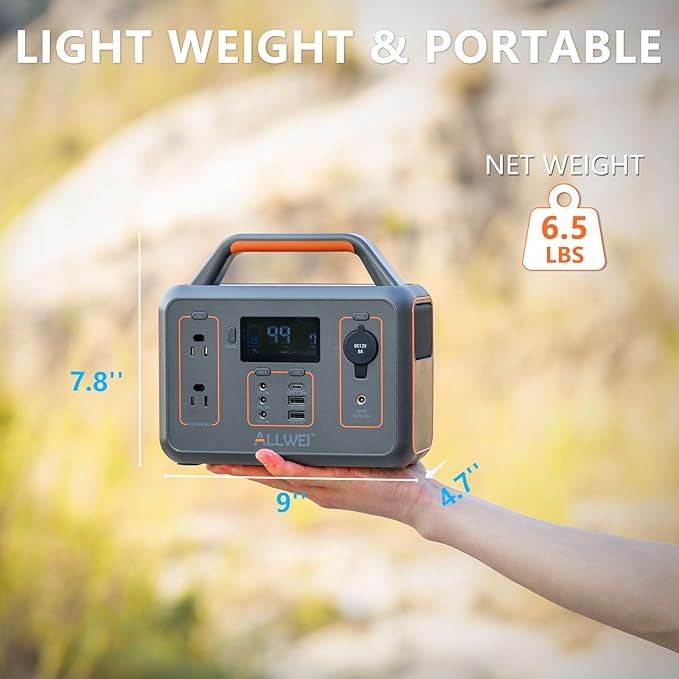 ALLWEI Portable Power Station 300W, Solar Generator 280Wh with 2 AC Outlet, Solar Power Generator Lithium Battery for Outdoor CPAP Camping Power Outage Home Backup