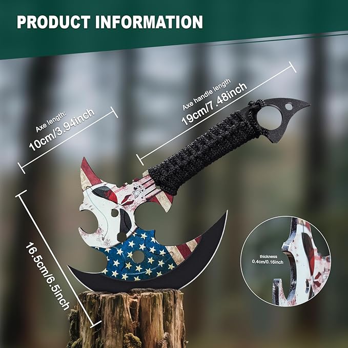 Outdoor 13" Camping Small to Medium Size Hatchet,Multi Functional Shock-Absorbing Tools Axe,Mountaineering Campfires Self Defense Portable Carrying,13",1LB
