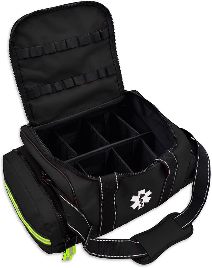 Lightning X MB30-SKC Large EMT Trauma Kit | Fully Stocked First Responder Bag w/ 240+ Supplies | EMS Fire Police Office Sports Team Emergency Medical Kit - Black