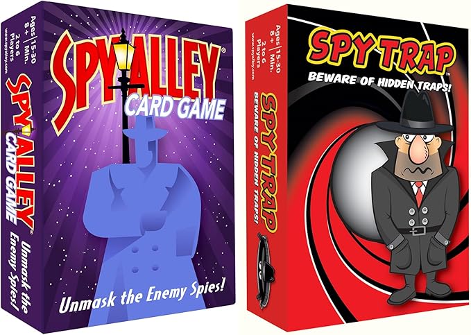 SPY ALLEY Card Game Bundled with Spy Trap Card Game. Family Friendly Strategy Games