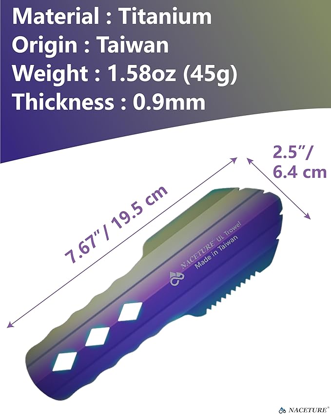 NACETURE Ultralight Backpacking Trowel Aluminum Shovel Small Potty Multitool with Longer Handle Design Essential for Hiking, Camping and Survival Bags(Black 1 Pack)