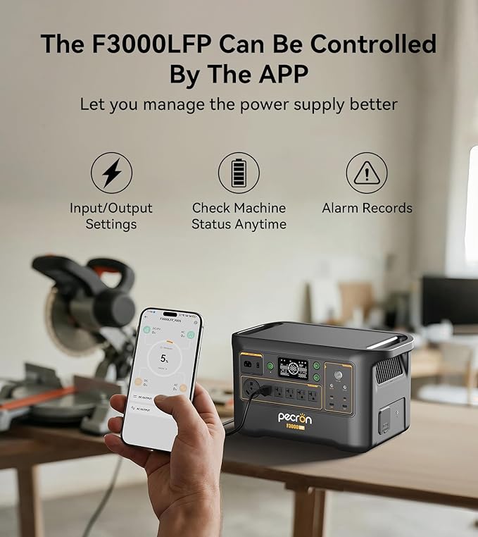 Pecron Portable Power Station F3000LFP with 300W Solar Panel*2, 3072Wh Solar Camping Generator can expand to 9216Wh, 3600W Solar Generator for RV, Home Use, CPAP