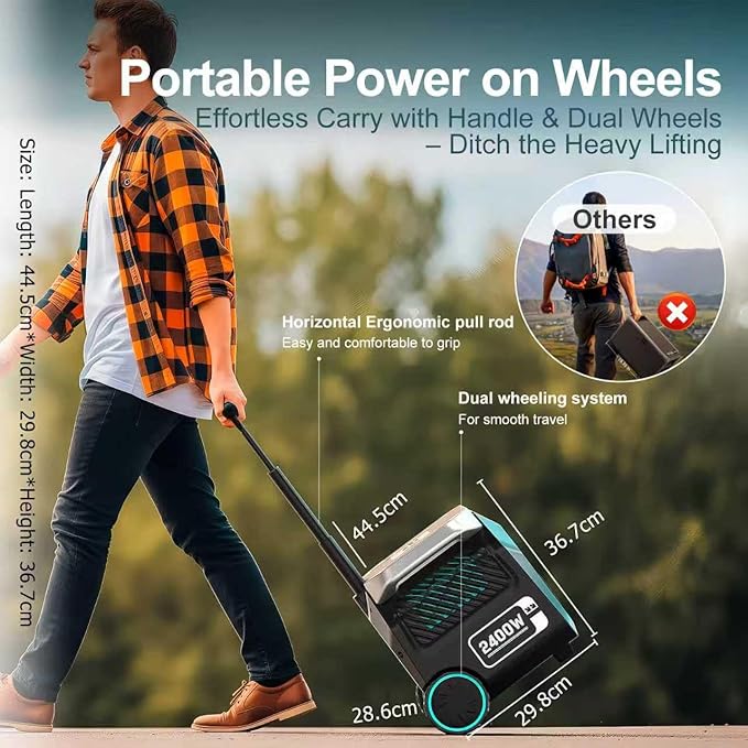 IEE P2400 Portable Solar Generator,2400W 4xAC Outlet(Peak 5000W),1800W 1.2H Fast Charge,2048WH Lifepo4 Battery,5-8MS EPS Switch APP Control Below 30DB Quiet Power Station for Home Backup,RV.Outdoor.