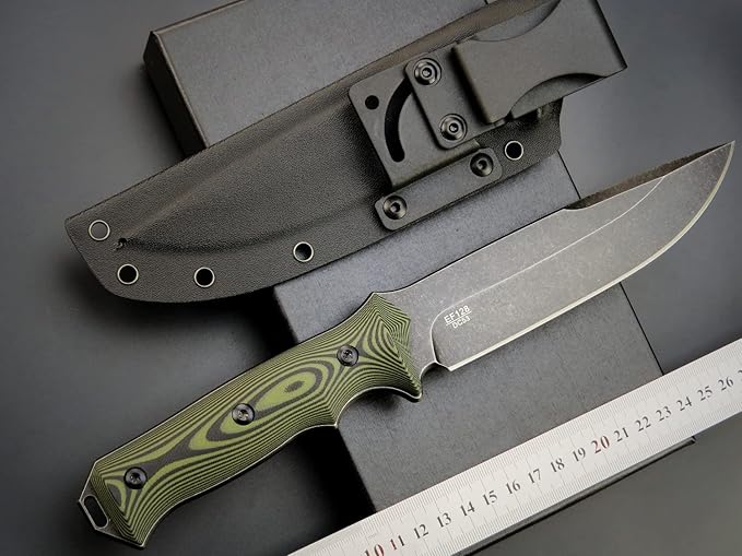 Eafengrow EF128 Fixed Blade Knife DC53 Steel Blade, Two Tone G10 Handle Full Tang Fixed Knifes Straight Knife for Working Camping Hunting Adventure EDC Tool Knife