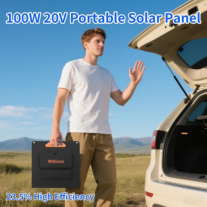 100W Portable Solar Panel for Power Station, Compatible with Jackery, Ecoflow, Bluetti, Anker and More Portable Power Stations, Weatherproof for Camping, RV, Emergency Power (100W)