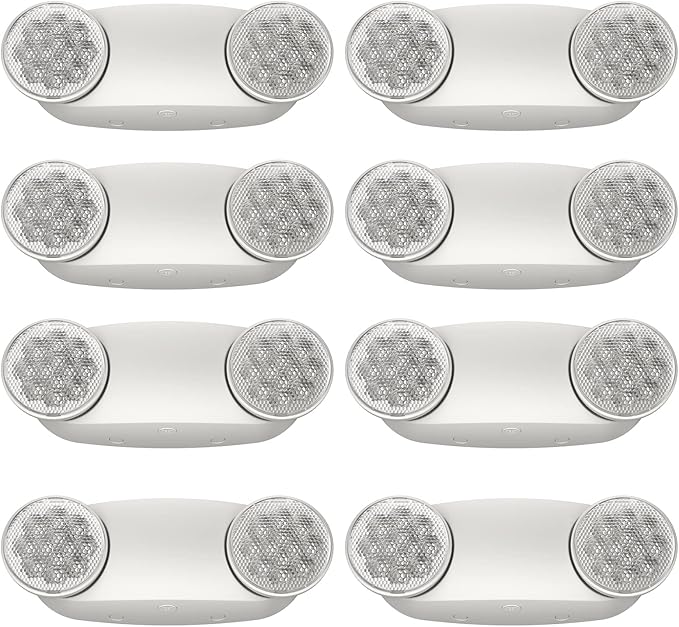 SPECTSUN 8 Pack LED Exit Emergency Light Combo with Battery Backup-US Standard Commercial Corded Emergency Exit Sign Lights for Home Power Failure,UL 924 Certified,White Emergency Lighting Exit Signs