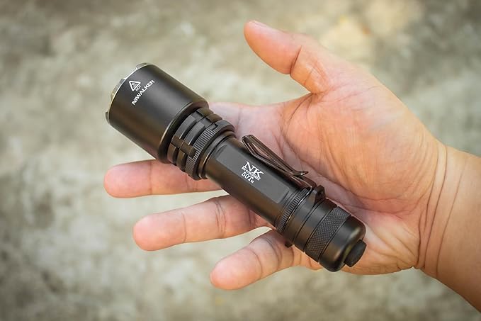 N50T V2 Tactical Flashlight 2300 Lumens, Rechargeable EDC Flashlight with 800 Meters Long Throw, LED Flash Light Spotlight for Camping Hiking Hunting Searching (Black)