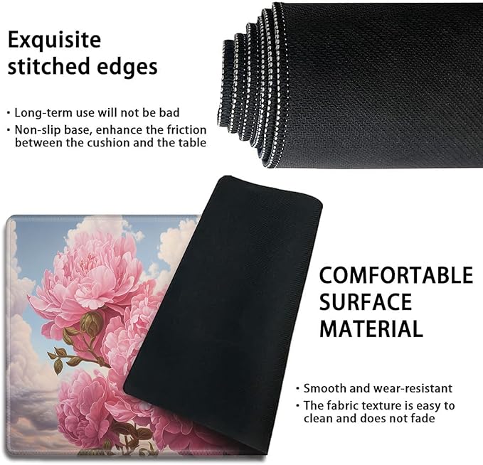 Playmat for MTG,Game Mat 27.5 x 15.74inches, Non Slip Rubber Backing TCG and Board Game Mat for Cards,Mousepad Desk Mats-Pink Peonies
