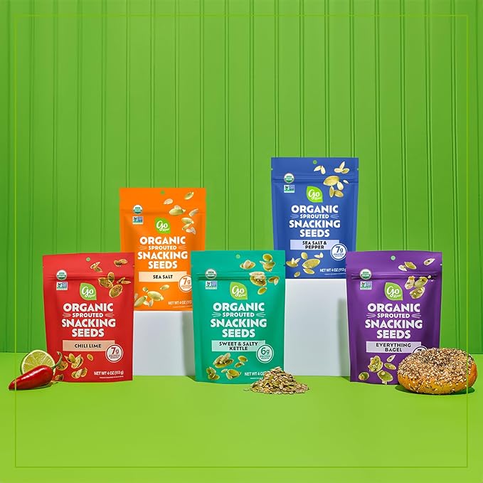 Go Raw Organic Sprouted Sweet & Salty Kettle Snacking Seeds, 4 oz, 6 Pack, Pumpkin & Sunflower Seeds, Keto, Kosher