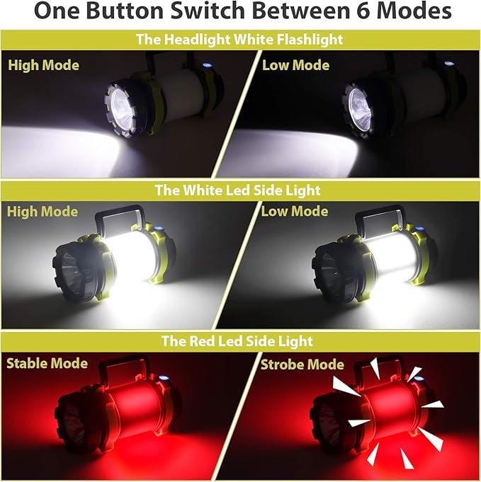 3 Pack Camping Lantern, Outdoor LED Camping Light, Rechargeable Flashlights with 1000LM, 6 Modes, 4000mAh Power Bank, IPX5 Waterproof Portable Emergency Camp Light for Hurricane Hiking - Green