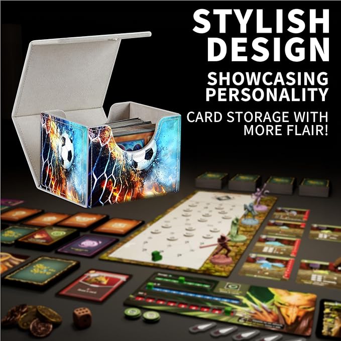 for MTG Card Storage Solution - for MTG Card Box and Commander Decks, High Capacity Anime Card Sleeves for Mtg Deck Box, Designed Specifically for Mtg Players, Fire Ice Football