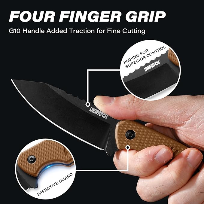 Fixed Blade Knife with Kydex Sheath and Bottle Opener, 3.2" 8Cr13Mov Blade Full Tang EDC Knife with Ergonomic G10 Handle, Small Horizontal & Scount Carry Knives for Survival Camping Hunting Outdoor Activities