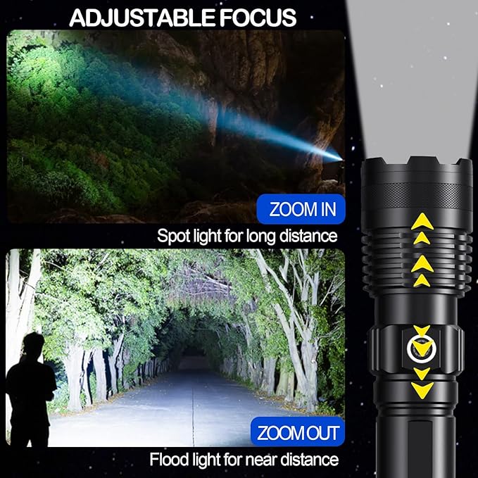 Rechargeable Flashlights High Lumens, 1 Pack Super Bright Tactical Flashlight With Adjustable Lighting Modes, Zoomable Handheld Led Flash Light For Camping Emergency Home Gift (Battery Included)