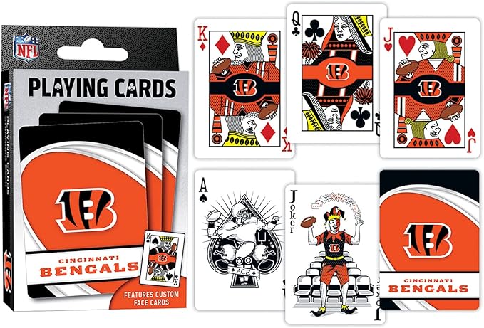 MasterPieces - NFL Playing Cards, Officially Licensed Cincinnati Bengals Football Deck, Family Games for Adults and Kids, Standard Size